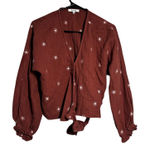 Madewell  Embroidered Gauze Wrap Top Rust Floral Balloon Sleeve Tie Front S Photo 0