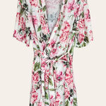 Show Me Your Mumu Show Me Your‎ Mumu Robe Floral White Pink Kimono Tie Waist Bridesmaid Wedding Photo 0