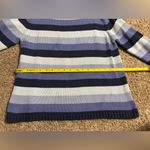 Jeanne pierre () Vintage Quarter Sleeve Cool Tones Striped Sweater: Size Large Photo 4