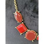 Women's Red Gemstone Statement Necklace With Gold Chain And Lobster Clasp Lock Photo 4