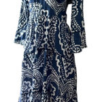 La Plage Dress Medium 100% Cotton Coverup Midi Resort Bohemian Crochet Cruise Blue Photo 0