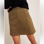 Maeve Anthropologie  Olive Green Jenny Seamed Faux Suede Mini Skirt size 4 $90 Photo 2