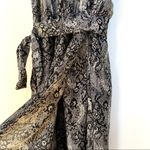 AQUA Floral Lace Print Wrap Dress in Black and White M Photo 2