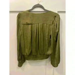 Anthropologie Maison d'Amelie Satin Green Wrap Top, sz S Photo 5