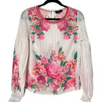 VICI Long Sleeve Sheer Floral Women’s Blouse Pink White Size Small Photo 0