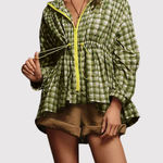 Anthropologie Daily Practice Women Jacket Green Day Hike Hooded Plaid Outdoor XL Photo 0