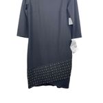 Spense Women’s Black Studded Hem Dress Size 8 NWT Scoop Neck 3/4 Sleeve Sheath Photo 1