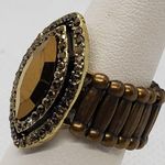 Paparazzi NIB Vintage Vault Modern Millionaire Stretchy Brass Ring Photo 4