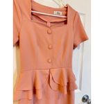 Aisize Vintage‎ Peach Peplum Dress Square Neck Short Sleeve Fitted Elegant Pink Photo 1