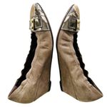 AGL Cap Toe Low Wedge Brown Suede Size 39 Snake Buckle Comfort Photo 5