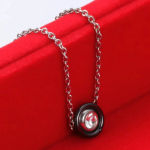 Boutique NEW 18k Gold Plated White Ceramic Bezel Set Diamond Pendant Necklace, 18-20”‎ Photo 5