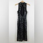 Donna Morgan  Black Sequin Halter Sleeveless Backless Midi Cocktail Dress Photo 2