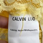 CALVIN LUO Yellow Lace Ruffle Blouse Top Sheer Romantic Cottage Coquette L New Size L Photo 4