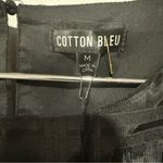 NWT COTTON BLEU SHEER FLOWY TIERED PLAID PRINT BLACK DRESS TOP CUFF SLEEVES SZ M Size M Photo 5