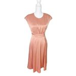 Gal Meets Glam Julia Midi Dress Women’s Size 2 Langoustino Peach Satin Pockets Photo 2