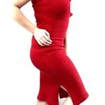 Vintage Naturally Jojo 90s Red Faux Fur Sweater Dress Size Medium Photo 1