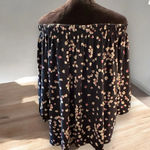 J Jill Wearever‎ Top Womens Size XLP Floral Navy Rayon Spandex Off Shoulder Blue Photo 5