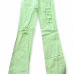 Y2K Neon Green Low Rise Ripped Flare Jeans Size undefined Photo 0