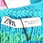NEW Zara Cotton Blend Blue Green Pink Stripe Crochet Sweater Knit Crop Tank Top Photo 1