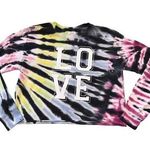 Self Esteem Womens Crop Top T Shirt Top Tie Dye LOVE Long Sleeve Pullover Medium Photo 0