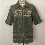 Woolrich vintage 90’s wool blend zip front short sleeve sweater spruce green 2XL Photo 0