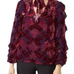 Monique Lhuillier Rtr Monique Lhullier Crushed Velvet Ruffled Blouse Size Small Photo 1