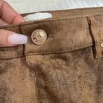 Chico's Chico’s Women's Brown Caoted Faux-Suede Worn Luggage Slim Pants Size 1 US 8 - M Photo 6