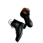 Schutz  Camo Combat Boots Size 6B Calf Hair Black Green Waterproof Lace Up Photo 3