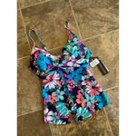Island Escape Sail Away Gemini Underwire Tankini Top Size 6 Multicolor Blue Photo 3
