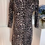 EXPRESS  Mini Dress Black/Purple Leopard Print Size L Photo 0