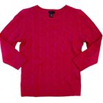Only Mine Women’s Sweater Cashmere Cable Knit Crewneck Magenta Size Medium Pink Photo 0