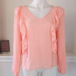 Sweet Pea  Ruffle Long Sleeve Blouse, Coral Size L New w/Tag Photo 0