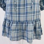 Max Studio New  Plaid Ruffle Hem Balloon Sleeve Babydoll Dress Blue Photo 5