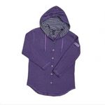Co & Eddy Purple Waffle Knit Button Up Tunic Hoodie Size Large Photo 1