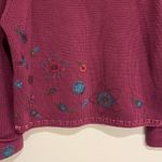 VTG J. Jill Sweater Purple Maroon V Neck Floral Embroidered Cotton Petite Small Size undefined Photo 2