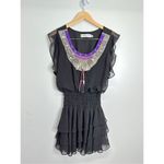 Tbags Los Angeles Mini Dress Bohemian Gypsy Black Ruffle Detailed Size XS Photo 9