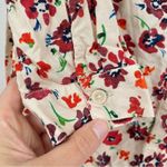 Beach Lunch Lounge Tan & Red Floral Blouse Womens M Smocked Boho Long Sleeve Photo 1