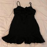 BANJUL NWT black textured cut out lined front ties LBD mini dress, size L summer Photo 7