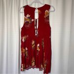 Free People  Lovely Day Red Floral Tie Front Tunic Mini Dress S Boho Flowy Boxy Photo 5