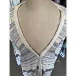 Free People Free‎ People Cream Gray Striped Open Knit Cardigan Sweater Women's Photo 2