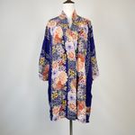 Johnny Was NWOT Blue Floral Pockets KIMONO Coat Sz S Photo 1