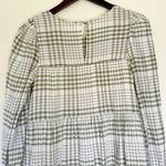 BY THE RIVER Plaid Cream Green Long Sleeve Dress Small Photo 5