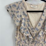 Storia  boho short sleeve floral beige ruffle smocked preppy midi dress sz medium Photo 3