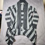 BCBGeneration  Striped Long Cardigan Duster Sweater M Gray Black Open Front Knit Photo 1
