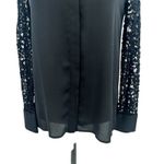 Claudie Pierlot Lace Sleeve Blouse Button Down Top Black Size 36 US 4 Photo 2