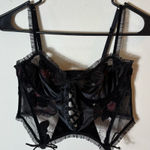 For Love & Lemons Black Sheer Floral Bustier Top Small Photo 0