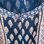 Chelsea28 NWOT Navy Blue & Tan Boho Printed Ruffle Backless Dress Photo 8