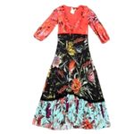 FUZZI Floral Patchwork Midi Dress in Multi, Size XS Photo 3