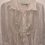 Vintage Elegant Cream Ruffle and Lace Modest Blouse Size 10 Photo 4