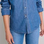 Untuckit for Her Serena Shirt Blue Denim Cotton Western Long Sleeve Snap Size 6 Photo 2